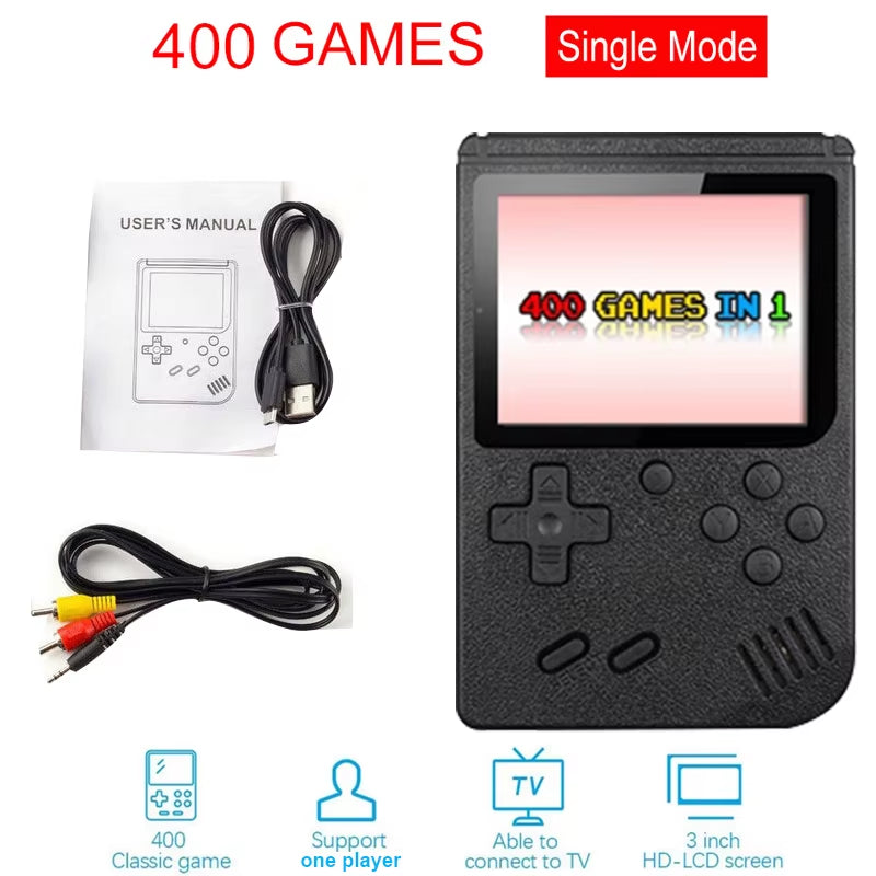 Portable Retro Mini Handheld 3.0 Inch Video Game Console 8-Bit Color LCD Built-In 400 Games Kids Consolador Player for Christmas