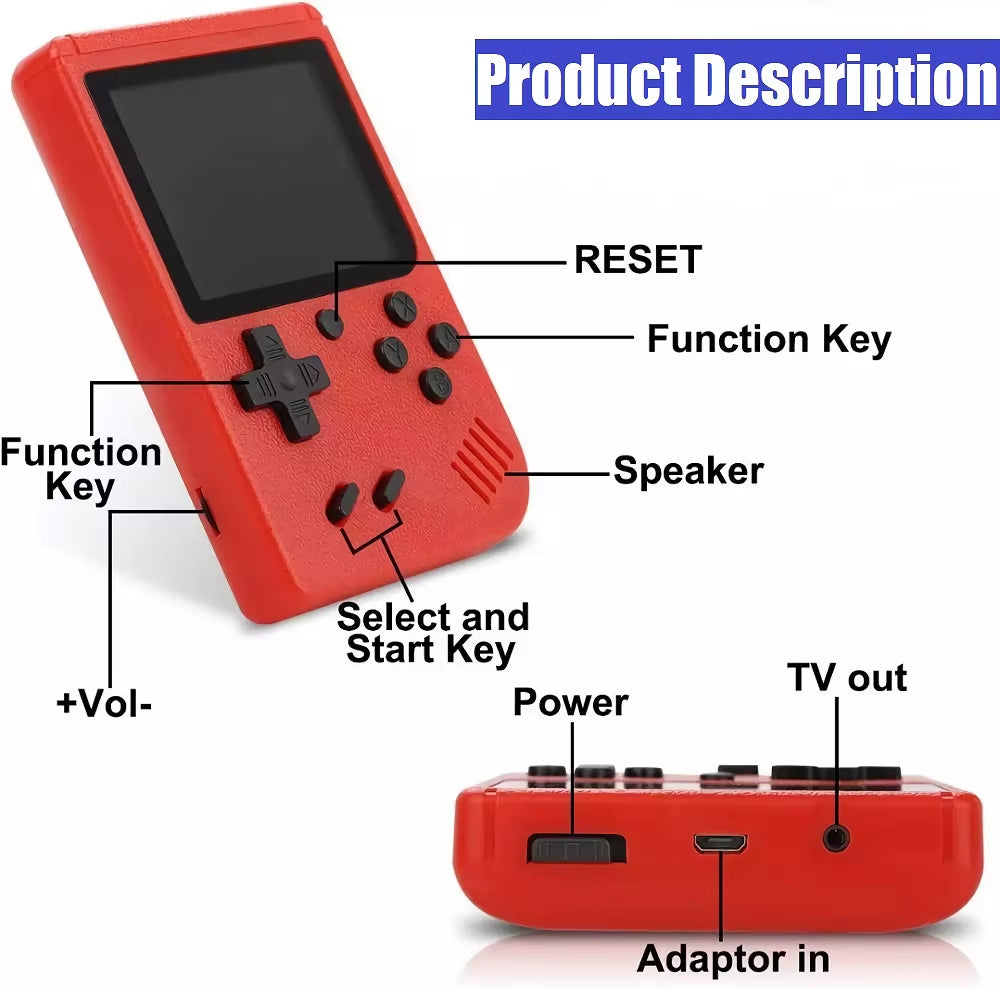 Portable Retro Mini Handheld 3.0 Inch Video Game Console 8-Bit Color LCD Built-In 400 Games Kids Consolador Player for Christmas