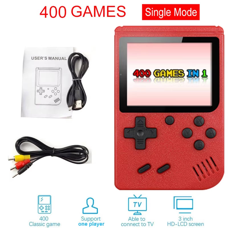 Portable Retro Mini Handheld 3.0 Inch Video Game Console 8-Bit Color LCD Built-In 400 Games Kids Consolador Player for Christmas