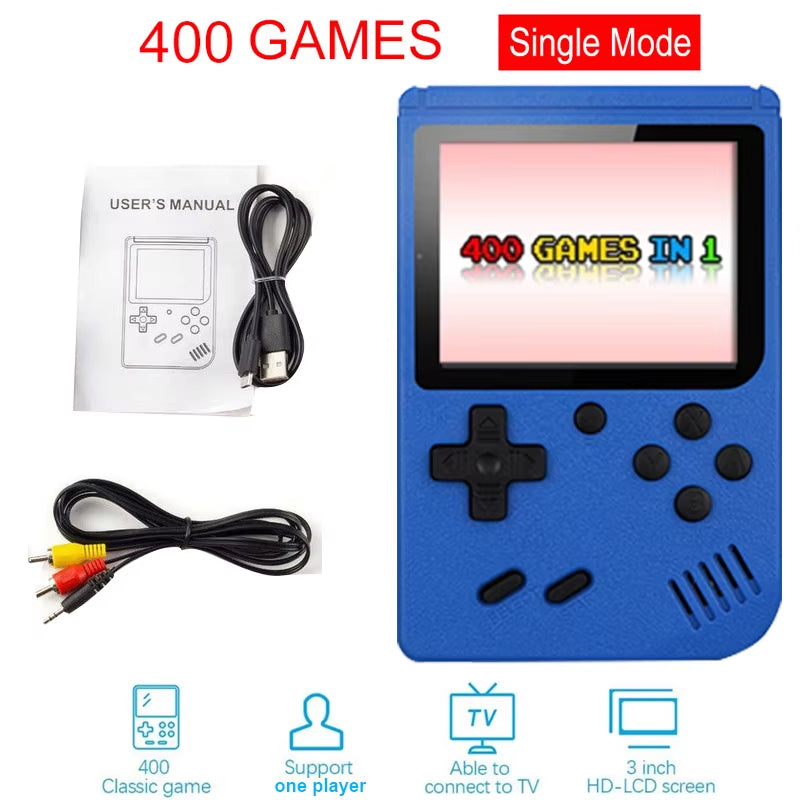 Portable Retro Mini Handheld 3.0 Inch Video Game Console 8-Bit Color LCD Built-In 400 Games Kids Consolador Player for Christmas