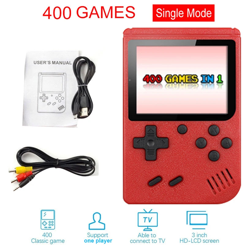 Portable Retro Mini Handheld 3.0 Inch Video Game Console 8-Bit Color LCD Built-In 400 Games Kids Consolador Player for Christmas