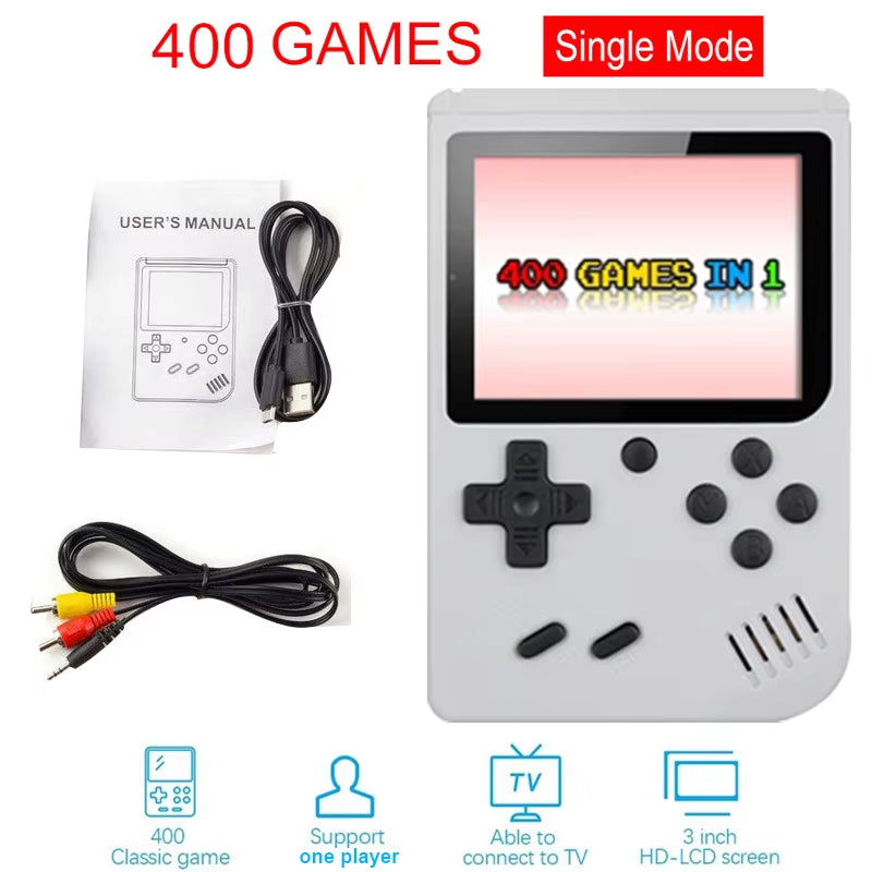 Portable Retro Mini Handheld 3.0 Inch Video Game Console 8-Bit Color LCD Built-In 400 Games Kids Consolador Player for Christmas