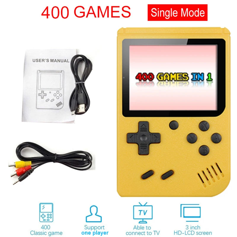 Portable Retro Mini Handheld 3.0 Inch Video Game Console 8-Bit Color LCD Built-In 400 Games Kids Consolador Player for Christmas