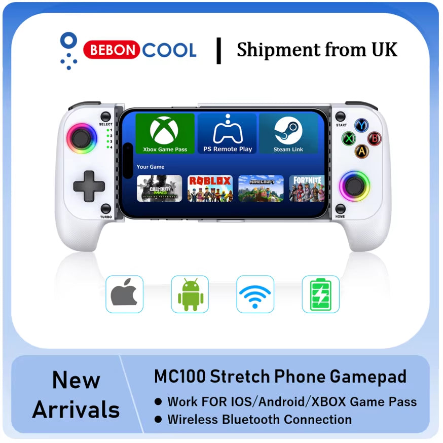 BEBONCOOL MC101 Gamepad Telescopic for Apple IOS Android PUBG COD Stretch Wireless Bluetooth Phone Game Controller Joystick